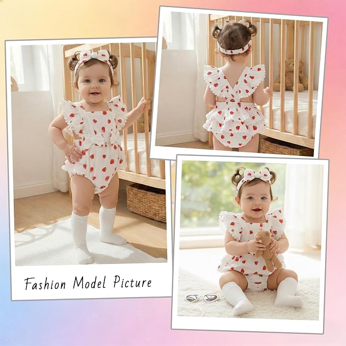 Baby Girl Summer Clothes Infant Girls Romper Dress | Ruffle Sleeve, Cotton Linen - Image 2