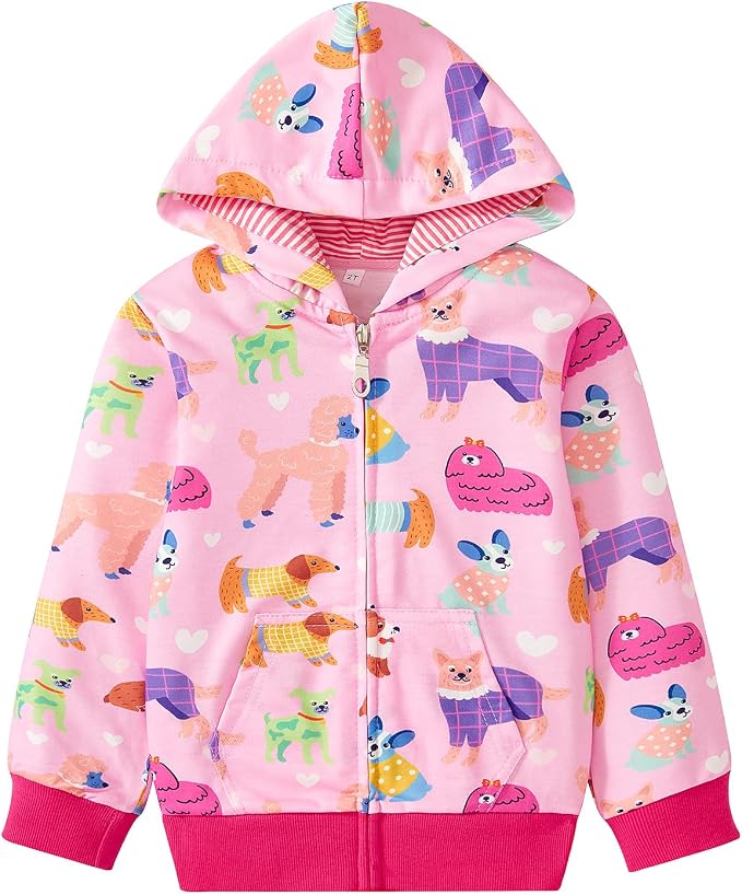 Baby Girl Zip-up Jacket Rainbow Unicorn Cotton Hoodie Sweatshirt Toddler Fall by Popshion
