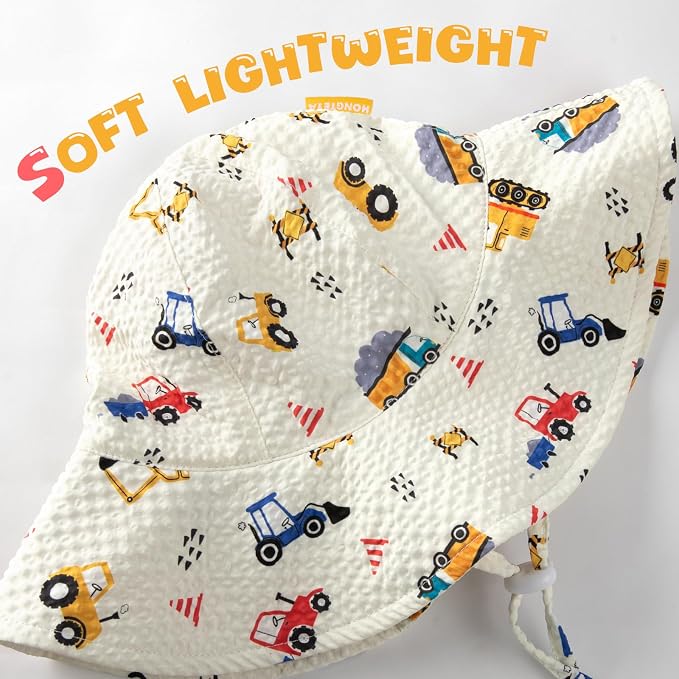 HONGTEYA Baby Sun Hat Wide Brim Adjustable Toddler Beach Bucket Hat | Soft - Image 5