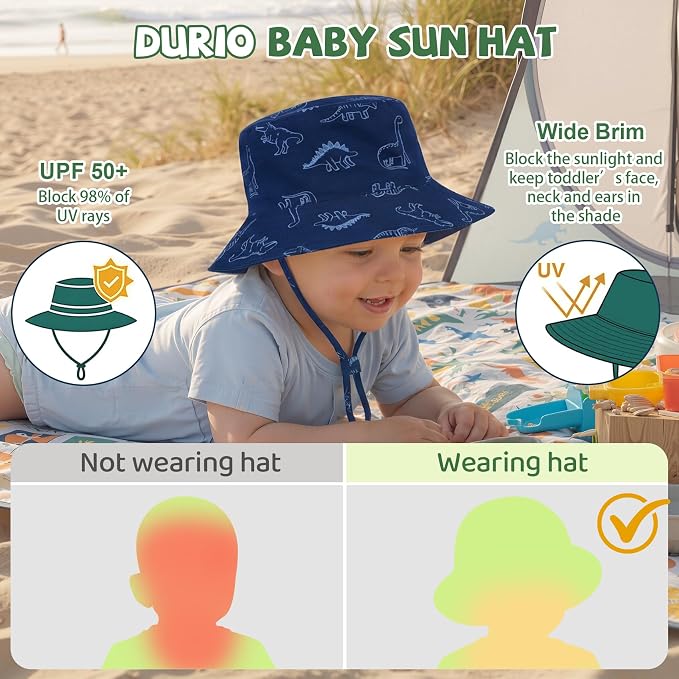 Durio Baby Sun Hat UPF50+ Wide Brim Bucket Hats - Image 2