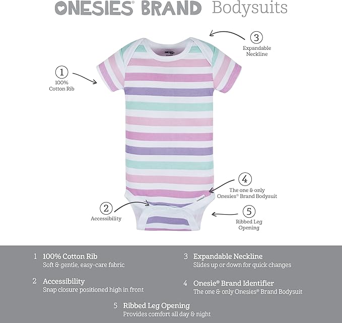 Onesies Brand Baby Girls' 8-pack Short Sleeve Mix & Match Bodysuits - Image 6