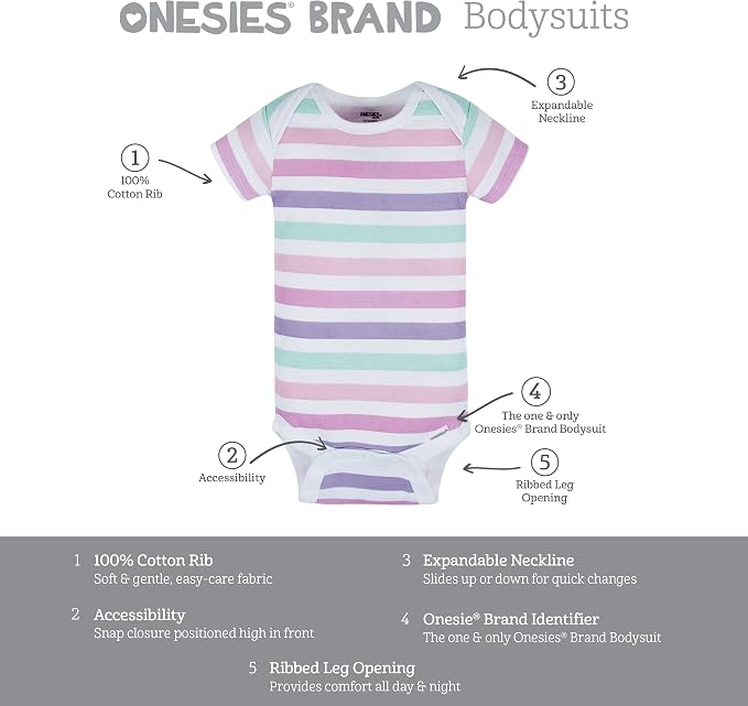 Onesies Brand Baby Girls' 8-pack Short Sleeve Mix & Match Bodysuits - Image 6