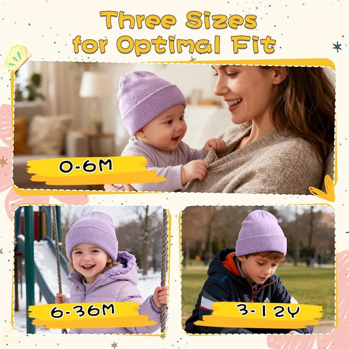ZOORON Toddler Beanie Baby Kids Beanies Warm Winter Hat Knit Skull Cap - Image 2