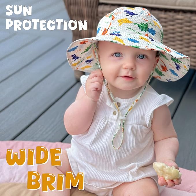HONGTEYA Baby Sun Hat Wide Brim Adjustable Toddler Beach Bucket Hat | Soft - Image 3