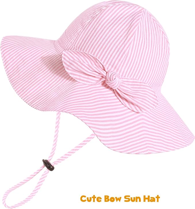 Baby Girl Sun Hat with UPF 50+ Outdoor Adjustable Beach Hat with Wide Brim - Image 5