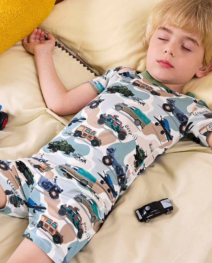 babee Reshinee Bamboo Viscose Toddler Boys Pajamas Set, Short Sleeve Kids - Image 8