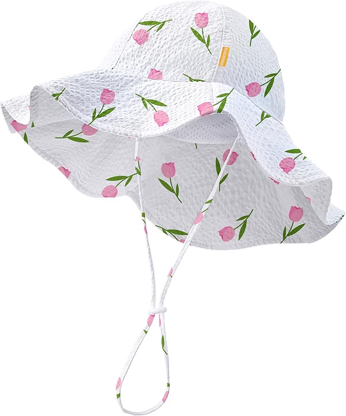 HONGTEYA Baby Sun Hat Wide Brim Adjustable Toddler Beach Bucket Hat | Soft by HONGTEYA