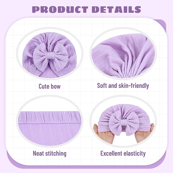 Cinaci 4 Pieces Baby Girls Turban Hats - Image 3