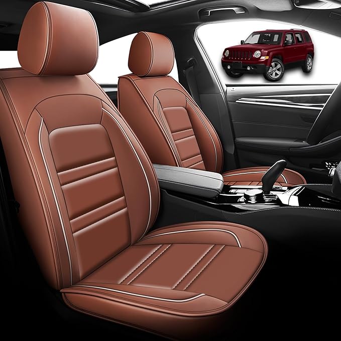 Seat Cover for JP Patriot 2009-2017 | Car Seat Covers Front Seats, Waterproof Seat Protectors, Automotive Front Seat Covers (Front Seat, Coffee)
