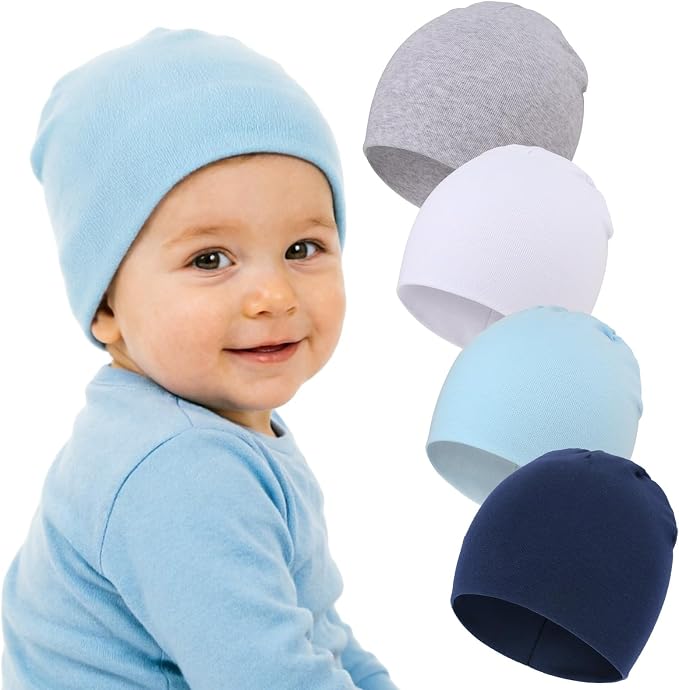 DRESHOW BQUBO 4 Pieces Baby Beanie Newborn Toddler Soft Cute Knit Hat Hospital by DRESHOW