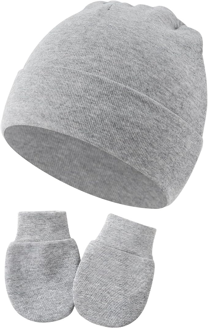 Newborn Hats Mittens Set Cute Baby Girls Boys Cotton Beanie hat Gloves by Wxllzlife