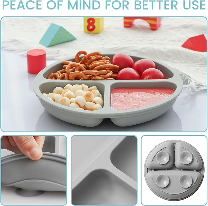 Silikong Silicone Suction Plate for Toddlers – Divided Baby Plate for Self Feeding – BLW Weaning Plate – BPA Free, Dishwasher & Microwave Safe – Baby Feeding Tray for Kids, Infants & Toddlers