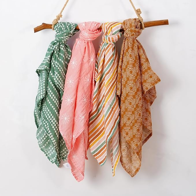 4 Set Muslin Swaddle Blankets Receiving Blanket - Image 3