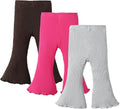 SOBOWO Baby Girl Flare Pants 3 Pack Toddler Solid Ribbed Ruffle Bell Bottoms Pants Trousers Fall Outfits