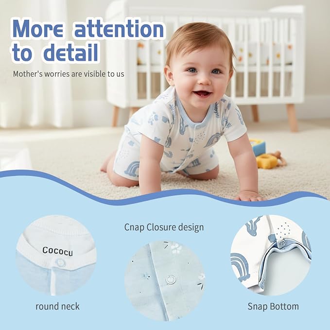 Baby Romper 3-Pack, 100% Cotton Summer Short Sleeve Outfit | Material: 100% - Image 3