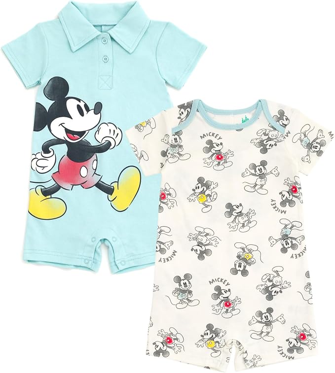 Disney Baby Boys' 2-Pack One Piece Rompers Newborn to Infant by Disney