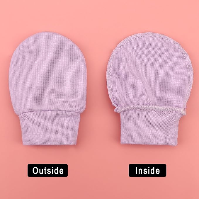 AQOKKA Newborn Baby Mittens No Scratch Cotton Elastic Wrist Gloves Infant - Image 7