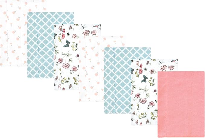 Luvable Friends Hudson Baby Flannel Burp Cloths 7pk, Garden Bird by Luvable+Friends