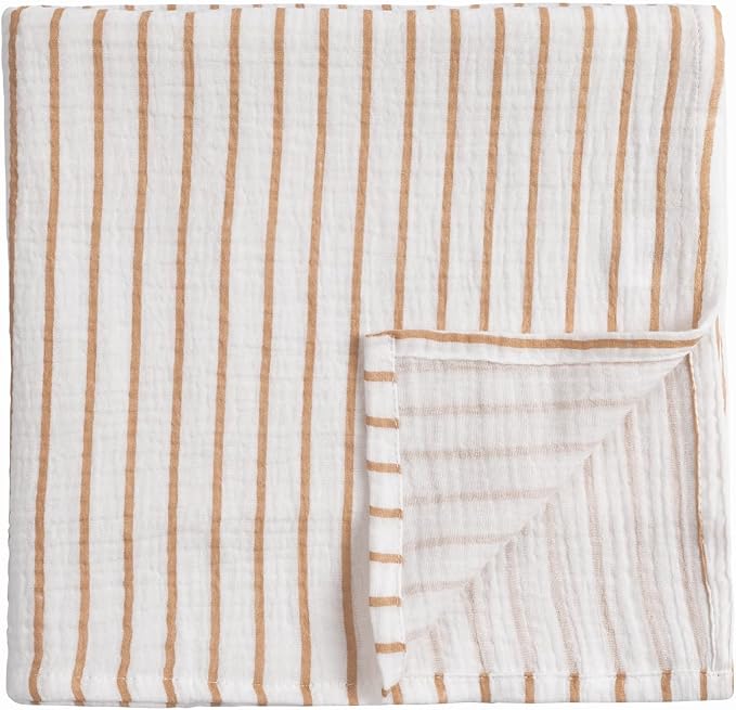 Meracorallo Muslin Swaddle Blanket, 100% Cotton, Neutral Stripe | Soft by Meracorallo