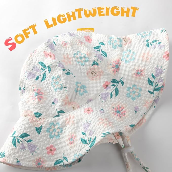 HONGTEYA Baby Sun Hat Wide Brim Adjustable Toddler Beach Bucket Hat | Soft - Image 5