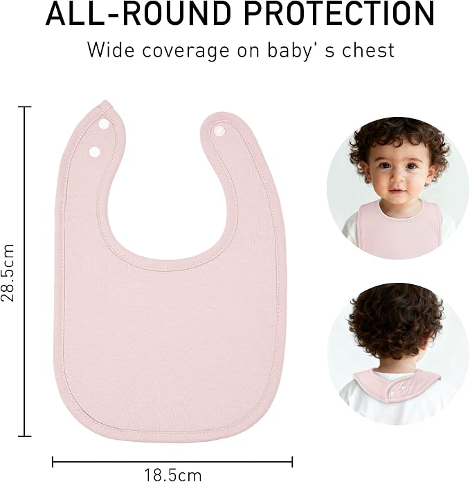 10 Pack Cotton Snap Bibs for Baby Boy Girl, Super Soft Drool Bibs for Teething - Image 7