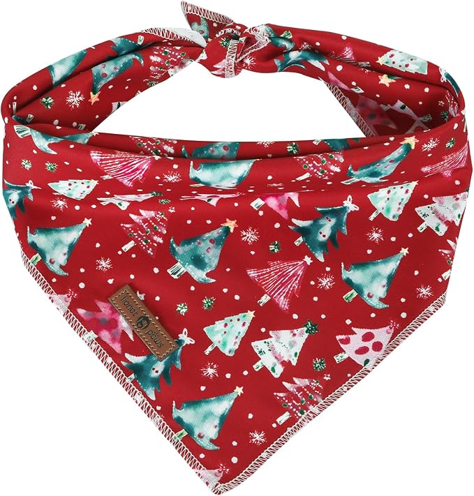 lionet paws Christmas Dog Bandana, Christmas Tree Fabric Dogs Kerchief by lionetpaws