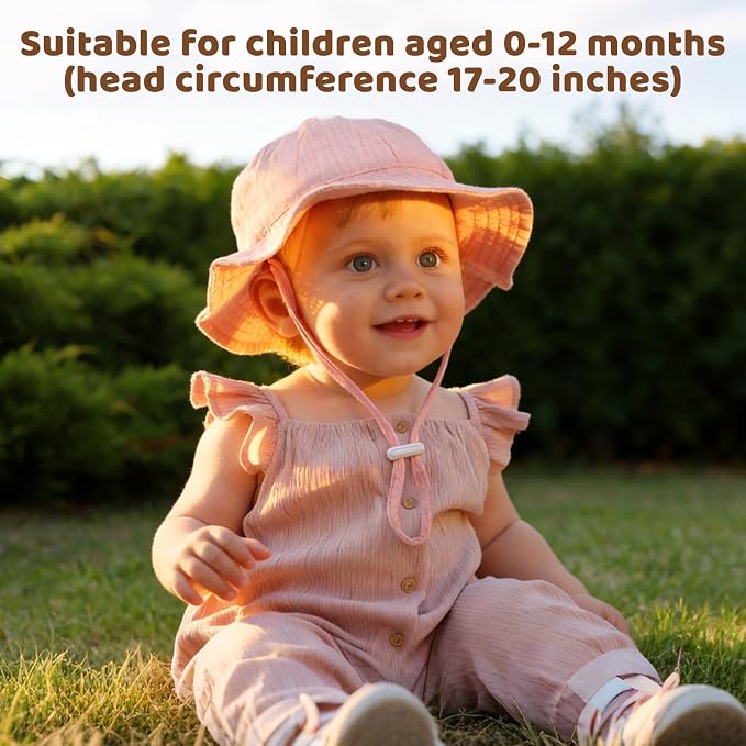 3 Pcs Baby Sun Hat Muslin, Baby Bucket Hat | UPF 50+ Sun Protection, Adjustable - Image 6