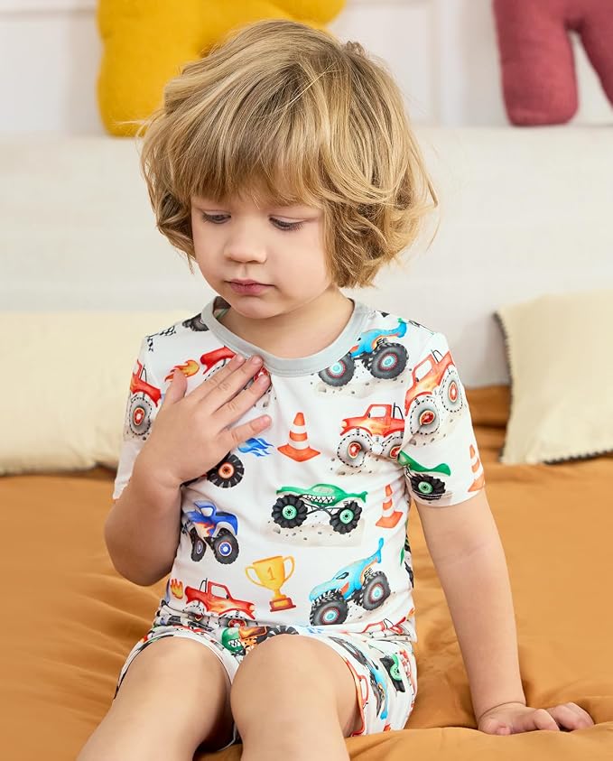 babee Reshinee Bamboo Viscose Toddler Boys Pajamas Set, Short Sleeve Kids - Image 5