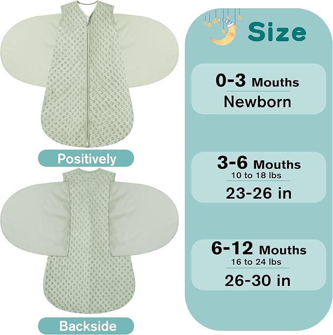 BSTOPPT Newborn Sleep Sack Baby Swaddle, 0-12 Months, 3-Way Adjustable Wearable - Image 4