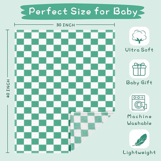 Yurhap Checkered Baby Blanket Fleece Baby Blankets - Image 5