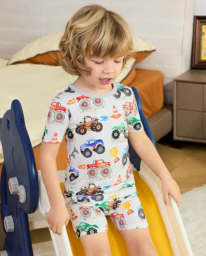 babee Reshinee Bamboo Viscose Toddler Boys Pajamas Set, Short Sleeve Kids - Image 7