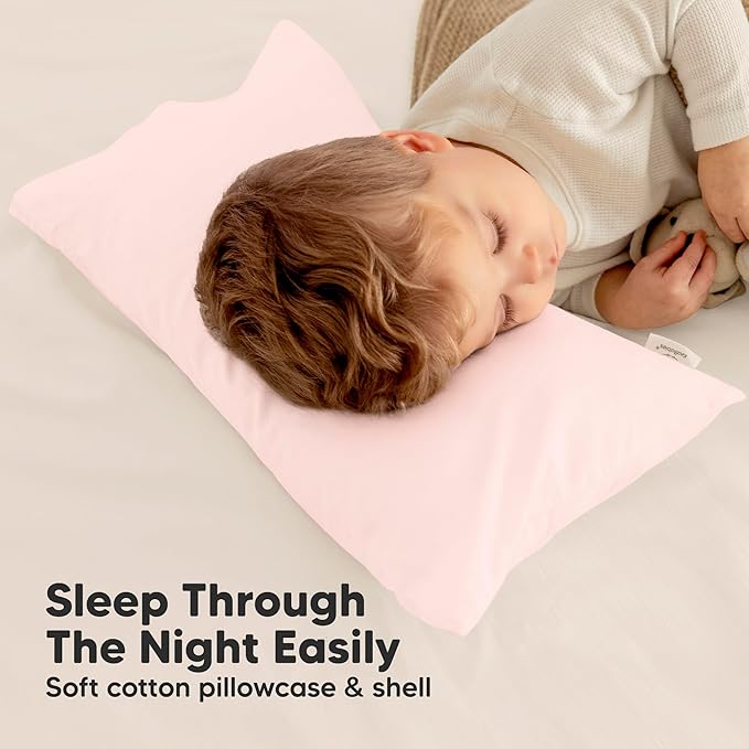 Toddler Pillow with Pillowcase - 10x18 My Little Dreamy Kids Travel Bed Pillows for Sleeping, Organic Cotton Small Pillowcase, Soft & Breathable, Machine Washable, Toddlers 2-5 Years Old (Flutter)