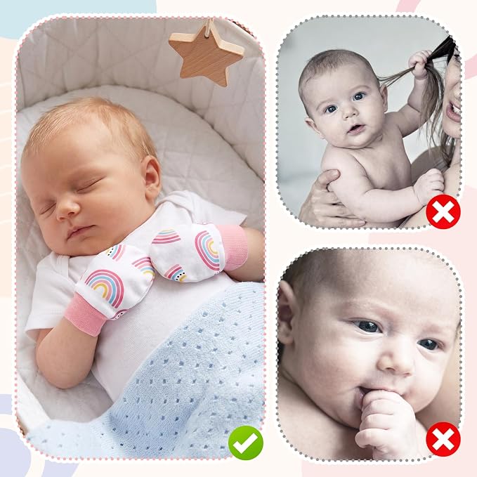 8 Pairs Baby Mittens No Scratch, Cotton Newborn Gloves Infant Mittens - Image 5