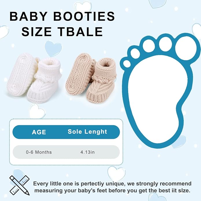 Baby Booties Newborn Hand Crochet Knit Cotton Bootie Cozy Warm Soft Sock Shoes - Image 6