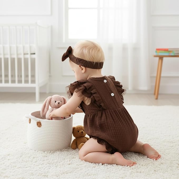 TITKKOP Ruffle Bubble Romper for Baby Girl | One-Piece Shorts Jumpsuit | Summer - Image 6