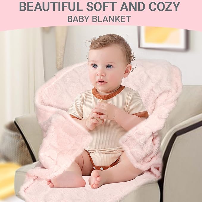 5 Pcs Baby Blanket Heart Checkered Ultra Soft Gift-Ready Plush - Image 4