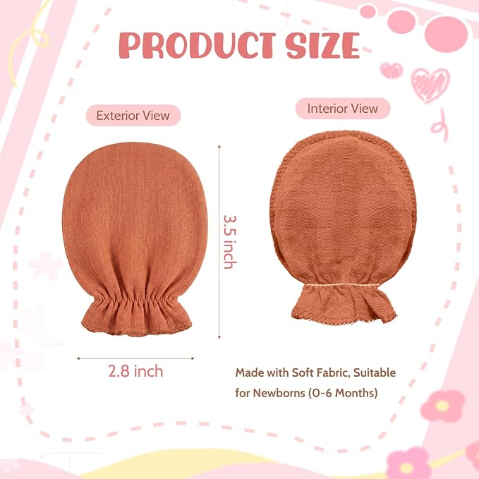 Muslin Baby Mittens for Newborn Cotton No Scratch Soft Gloves 0-6 months | - Image 2