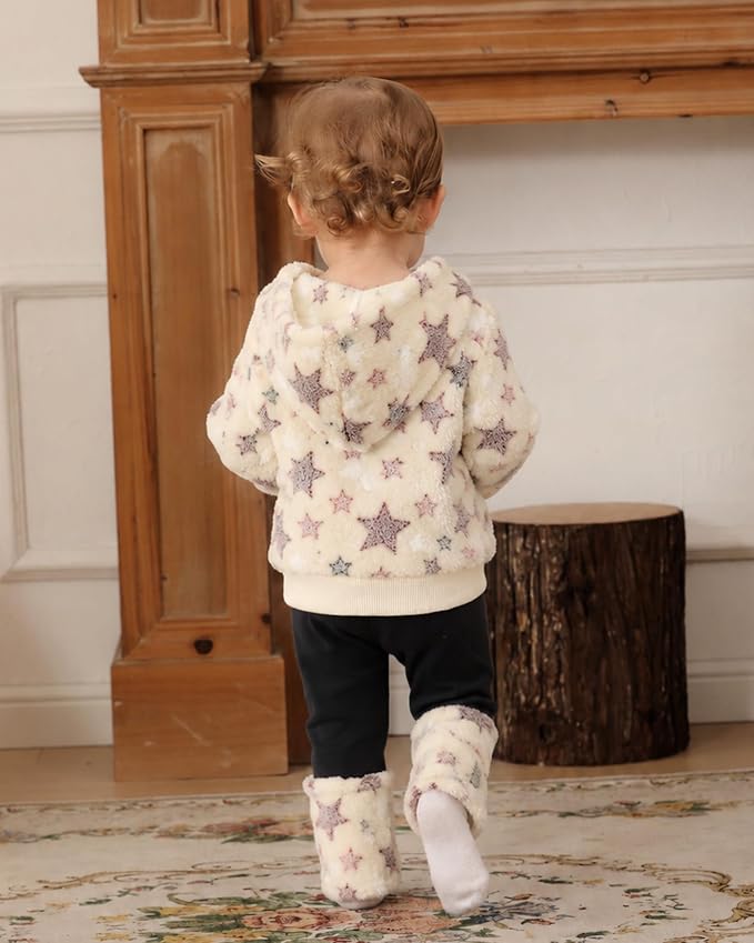 Jecson Toddler Girl Clothes Baby Girl Fleece Hoodie Outfits Thick Thermal - Image 4