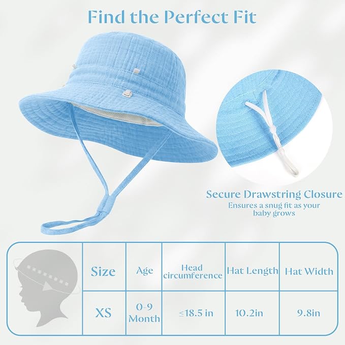 Play Tailor 2 Pack Newborn Baby Sun Hat Breathable Muslin Cotton Cap 0-24M | - Image 6