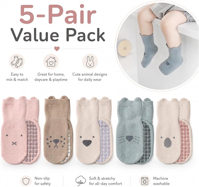 Exegawe Toddler Non Slip Socks, Cute Baby Socks - Image 6