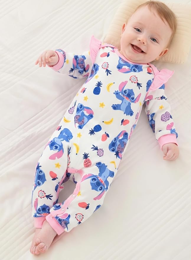 Disney Stitch Princess Minnie Winnie Marvel Baby Girls Ruffle Long Sleeve - Image 2