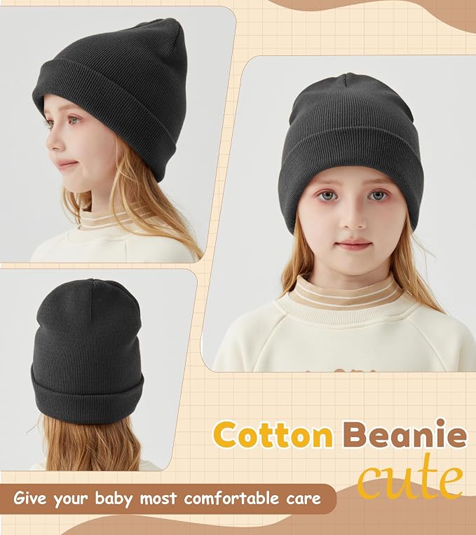 100% Cotton Baby Beanie Toddler Boys Girls Kids Winter Hat Knit Winter Warm Cap - Image 3