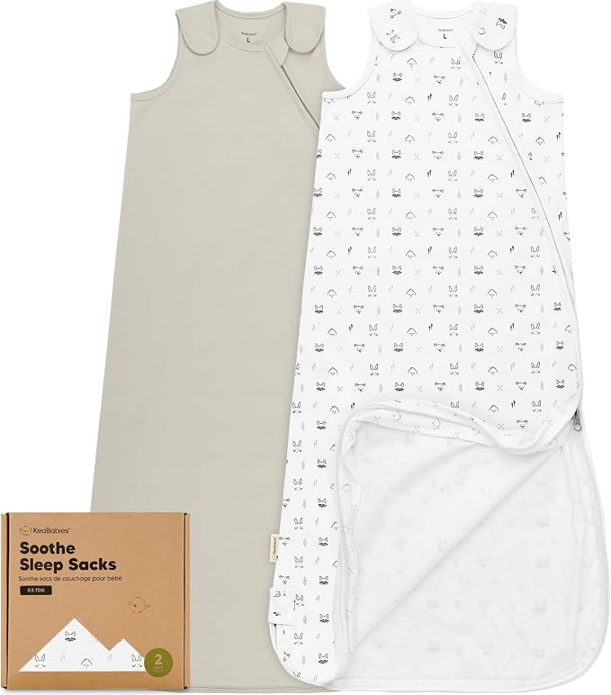 2-Pack Organic Baby Sleep Sacks, 100% Cotton 0.5TOG by KeaBabies