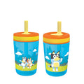 Zak Designs 15oz Bluey Kelso Tumbler Set, Leak-Proof Screw-On Lid with Straw Made of Durable Plastic and Silicone, Perfect Bundle for Kids, 2 Count (Pack of 1)
