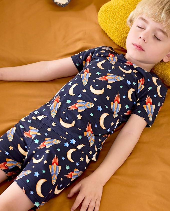 babee Reshinee Bamboo Viscose Toddler Boys Pajamas Set, Short Sleeve Kids - Image 5