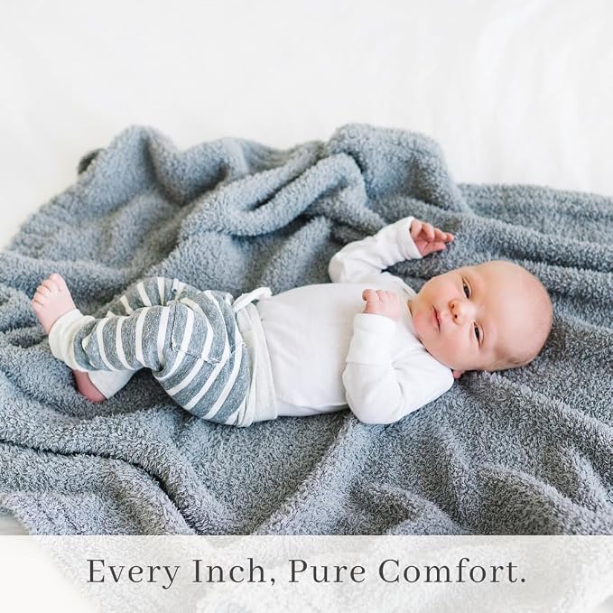 Saranoni Bamboni Baby Blanket Plush Soft Receiving Blanket Gray 30"x40" | - Image 5