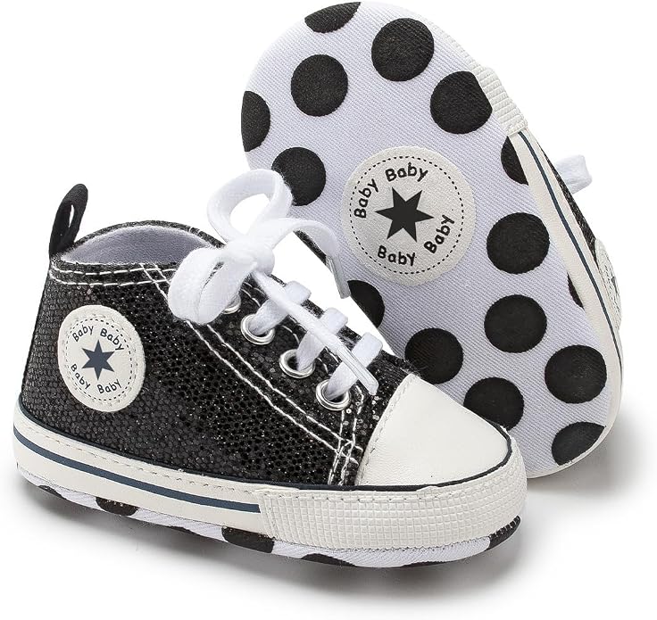 Unisex Baby Girls Boys Canvas High-top Shoes, Newborn Infant Anti-Slip Soft by KKIIDDSS