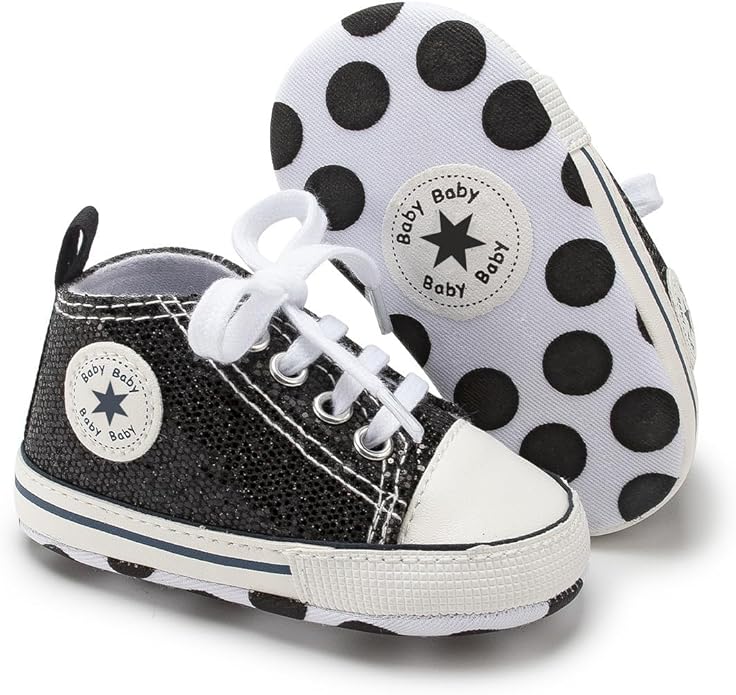 Unisex Baby Girls Boys Canvas High-top Shoes, Newborn Infant Anti-Slip Soft by KKIIDDSS