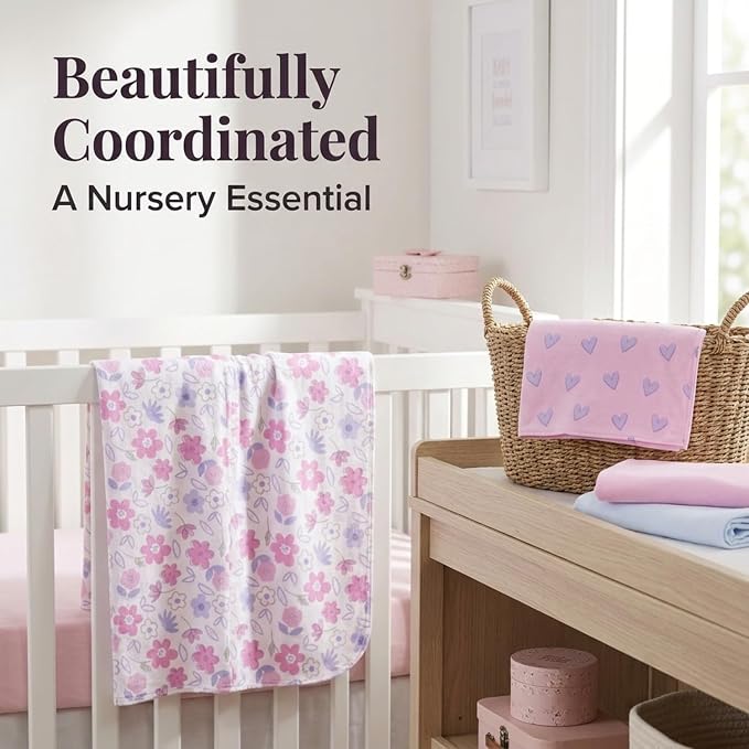 EVERYDAY KIDS 4 Pack of Soft Flannel Receiving Baby Blanket Set - Image 4