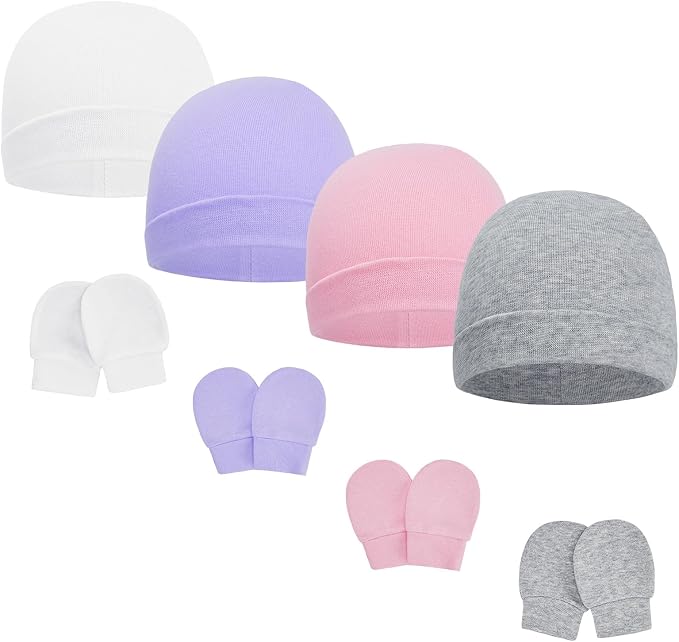 Century Star Cotton Newborn Baby Beanie Hats and Mittens Set Infant Hats by CenturyStar